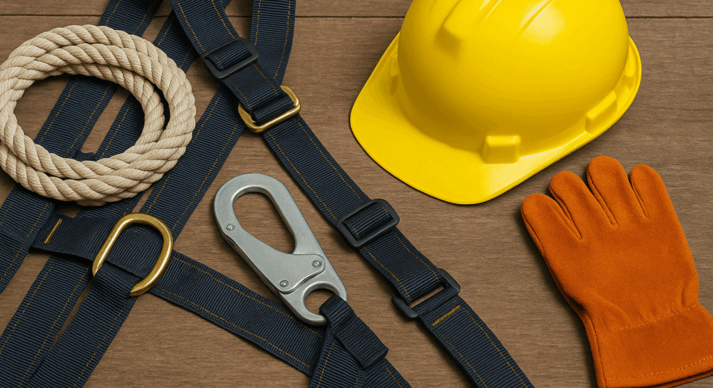 Imagen de portada de unos EPIS casco, arnés y guantes