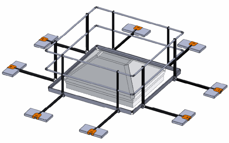 instalación barandilla contrapesada como protección de lucernario